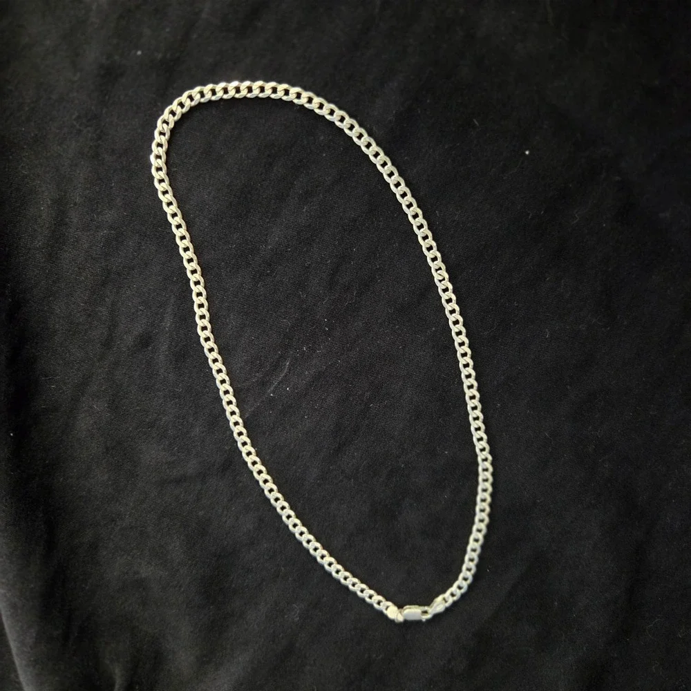 Vintage Italian 925 Sterling Silver Flat Curb Cuban Link 17